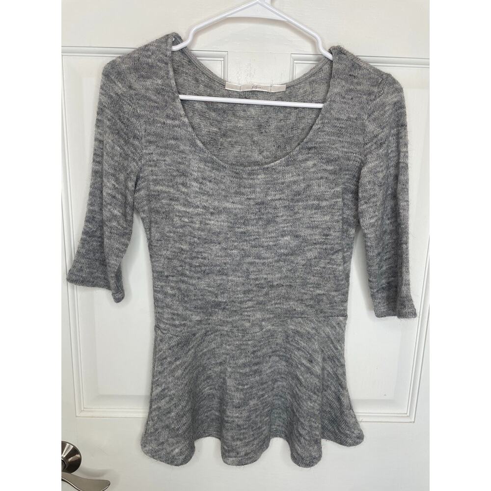 Gibson Women's Peplum Elbow Sleeve Sweater Sz S Made in USA Balletcore Girly Fem
